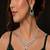 emerald green bridal necklace set, cubic zirconia chandelier earrings, bollywood choker