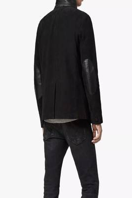 Men's black suede genuine lambskin leather coat -2 flap pocket & button style 3