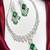 emerald green bridal necklace set, cubic zirconia chandelier earrings, bollywood choker