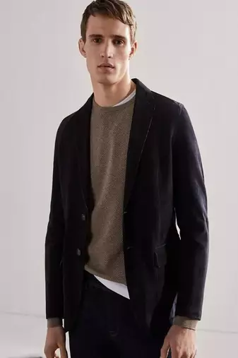 Men's black suede genuine lambskin leather coat -2 flap pocket & button style