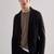 Men's black suede genuine lambskin leather coat -2 flap pocket & button style