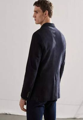 Men's black suede genuine lambskin leather coat -2 flap pocket & button style 2