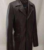 Men's brown genuine lambskin leather coat -2 flap pocket & button style