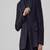 Men's navy blue  genuine lambskin leather coat blazer -2 flap pocket & button style