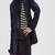 Men's navy blue  genuine lambskin leather coat blazer -2 flap pocket & button style