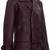 Men's burgundy genuine lambskin leather tranch coat - 4 envelope pocket & button style