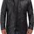 Men's black genuine lambskin leather blazer coat - 2 pocket & button style