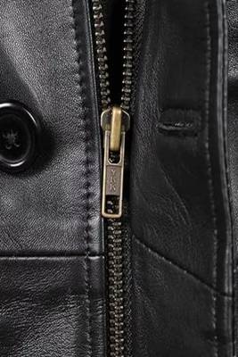 Men's black genuine lambskin leather blazer coat - 2 pocket & button style 4