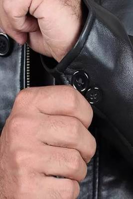 Men's black genuine lambskin leather blazer coat - 2 pocket & button style 5
