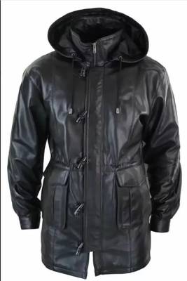 Men's black genuine lambskin leather blazer coat - 2  front patch pocket & button style 1