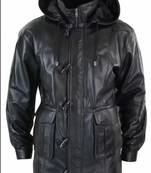 Men's black genuine lambskin leather blazer coat - 2  front patch pocket & button style