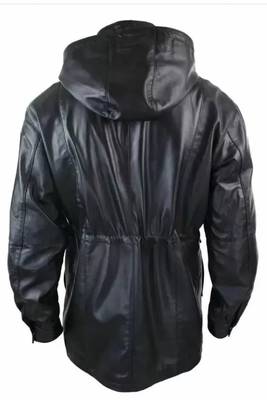 Men's black genuine lambskin leather blazer coat - 2  front patch pocket & button style 2