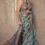 Green floral printed cotton blend saree with unstitched blouse piece