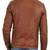 Men's brown  genuine lambskin leather zipper & café racer coller style