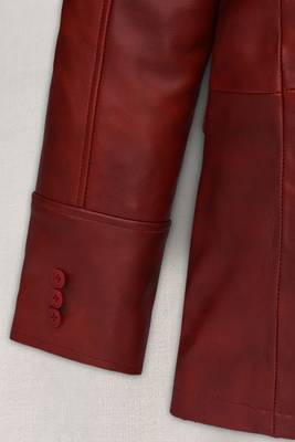 Men's red genuine lambskin leather blazer suede coat 4 envolape pocket &button style 2