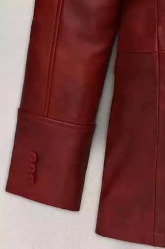 Men's red genuine lambskin leather blazer suede coat 4 envolape pocket &button style