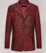 Men's red genuine lambskin leather blazer suede coat 4 envolape pocket &button style