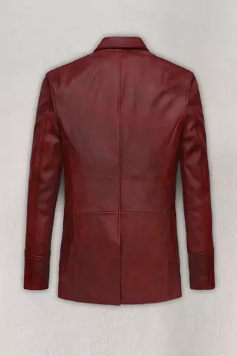 Men's red genuine lambskin leather blazer suede coat 4 envolape pocket &button style