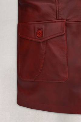 Men's red genuine lambskin leather blazer suede coat 4 envolape pocket &button style 4