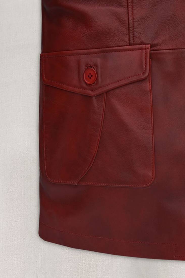 Men's red genuine lambskin leather blazer suede coat 4 envolape pocket &button style