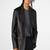 Men's black genuine lambskin leather coat- 2 flap pocket & button  weaist belt style