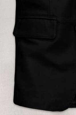 Men's black  genuine lambskin leather blazer coat-2 flap pocket & button style 2