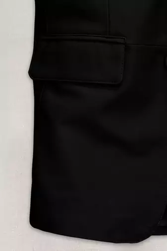 Men's black  genuine lambskin leather blazer coat-2 flap pocket & button style