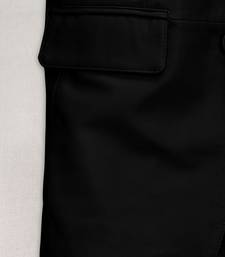 Men's black  genuine lambskin leather blazer coat-2 flap pocket & button style