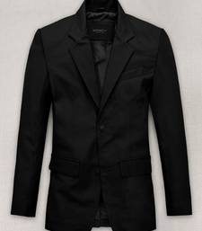 Men's black  genuine lambskin leather blazer coat-2 flap pocket & button style