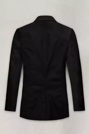Men's black  genuine lambskin leather blazer coat-2 flap pocket & button style