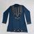 Navy blue silk blend heavy thread & sequins embroidered kurta with off white straight pant