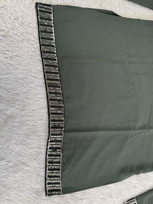 Dark bottle green silk blend heavy embroidered kurta with off white straight pant for wedding & festive wear 4