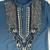 Navy blue silk blend heavy thread & sequins embroidered kurta with off white straight pant