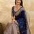 Navyblue jaquard silk woven zari work traditional saree with unstitch blouse