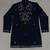 Navy blue silk blend heavy thread zari & sequins embroidered kurta