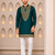 Emerald green designer men’s kurta with heavy sequin & stone embroidery mid thigh short kurta party wear ethnic outfit