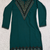 Teal green silk blend thread, zari & sequins embroidered kurta