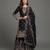 Jet black Fandy Satin heavy embroidered silk sharara suit set