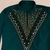 Teal green silk blend thread, zari & sequins embroidered kurta