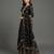 Jet black Fandy Satin heavy embroidered silk sharara suit set