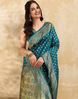 Morpeach Jacquard Silk Woven Rich Pallu Saree With Unstitch Blouse Piece 6