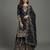 Jet black Fandy Satin heavy embroidered silk sharara suit set
