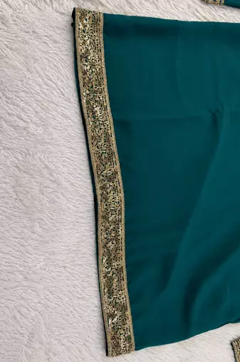 Emerald green designer men’s kurta with heavy sequin & stone embroidery mid thigh short kurta party wear ethnic outfit