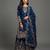 Royal blue Fandy SAtin embroidered sharara suit set