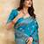 Turquoise Jacquard silk blend Rich Woven Zari Border Traditional Saree With Unstitched Blouse Piece