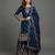 Royal blue Fandy SAtin embroidered sharara suit set