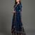 Royal blue Fandy SAtin embroidered sharara suit set
