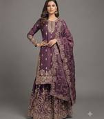 Deep wine Fandy Satin zari work sharara suit set