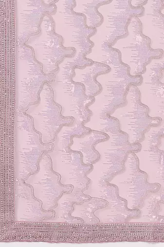 Trendmalls Rose Pink Festive Net Embroidery Sequins Work Saree 