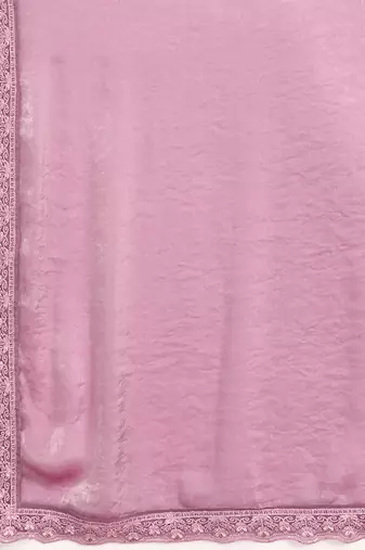LightPink Tussar Silk Embroidery With Sequence Work Saree with Unstitched Blouse